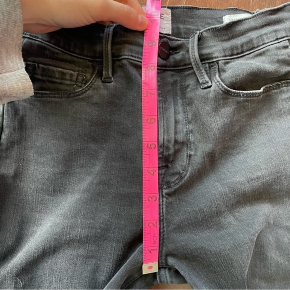 Frame Le Skinny de Jeanne Tuxedo Stripe Black Jeans Side Step Crop Pants Size 28 - Picture 12 of 12